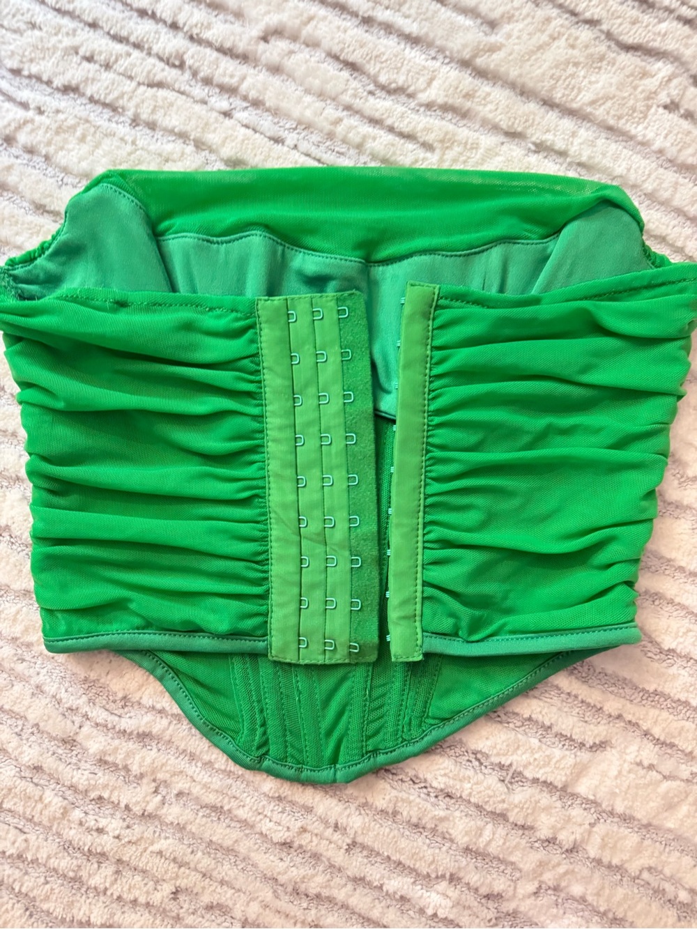Green ruched corset top